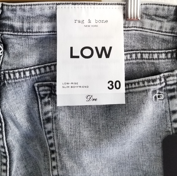 rag & bone Dre Low Rise Slim Boyfriend Raw Edge Jeans Size 30 Dusty Trai… - Picture 5 of 7